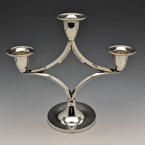 British Vintage Silver Plated 3 Burner Candle Stand Candelabra